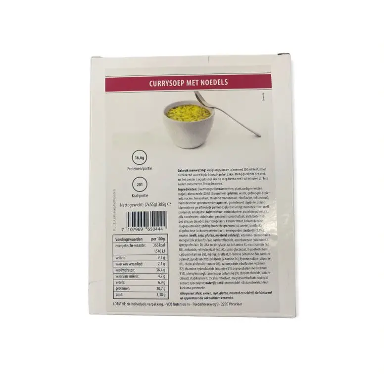 Zakje proteïnesoep curry met noedels