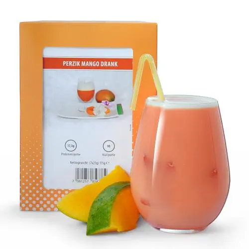 Zakje proteïnedrank perzik mango